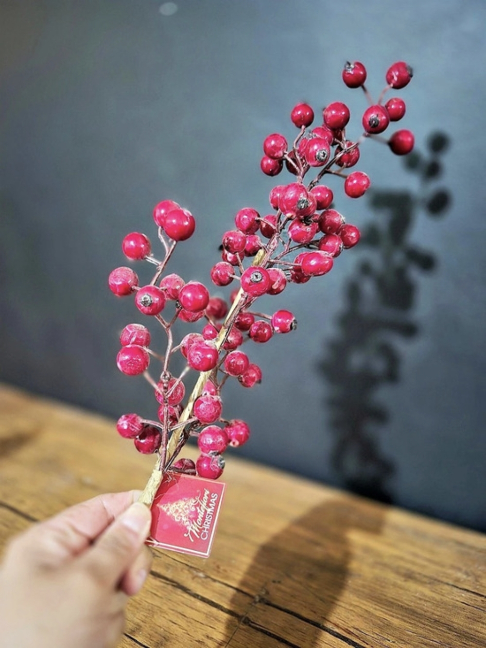 Montefiori Christmas Pink & Red Berry Faux Floral Stem